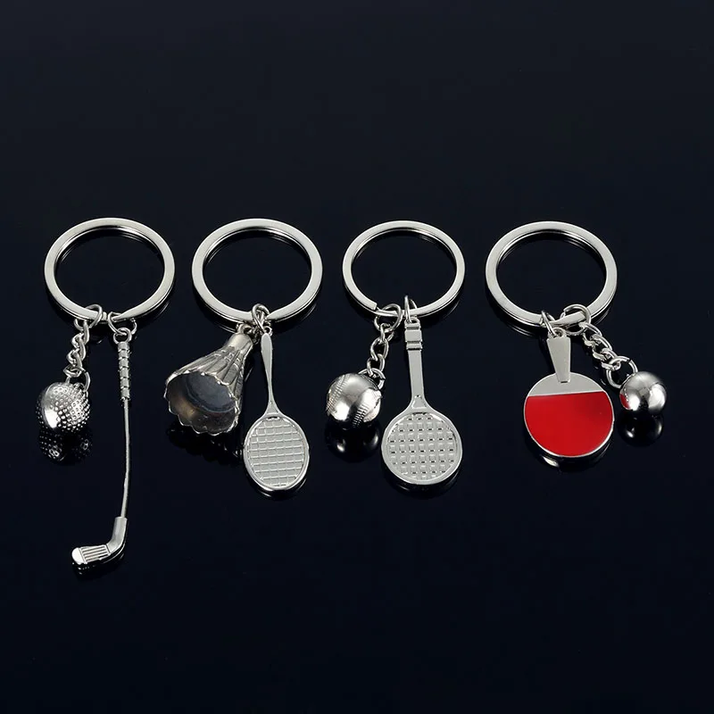RE 100pcs/lot Factory Direct Sales Wholesale Promotion Table Tennis Golf Key Chain Sports Keychain Badminton Racket Ring | Украшения и
