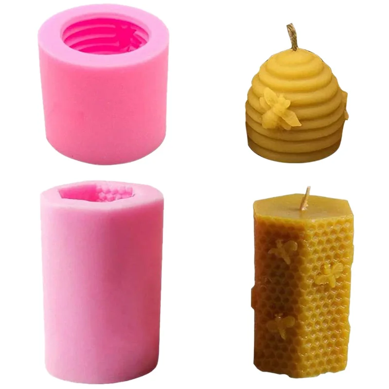 

Quality 2 Pack Bee Honeycomb Candle Molds Beehive Silicone Mold for Homemade Beeswax Candle Soap Making Supplies