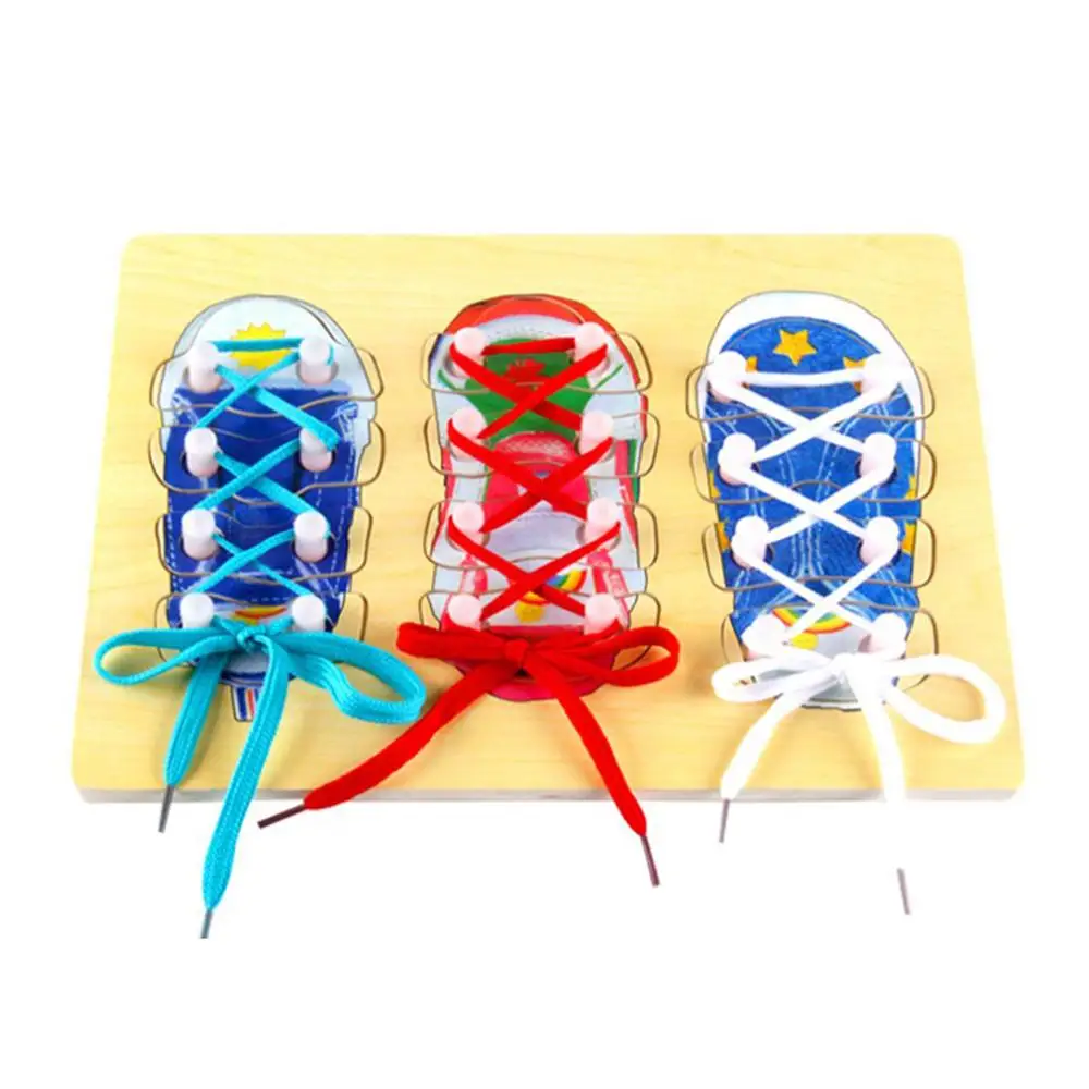 (Упаковка из 3) деревянные шнурки для обуви обувные обучения мелкой моторике