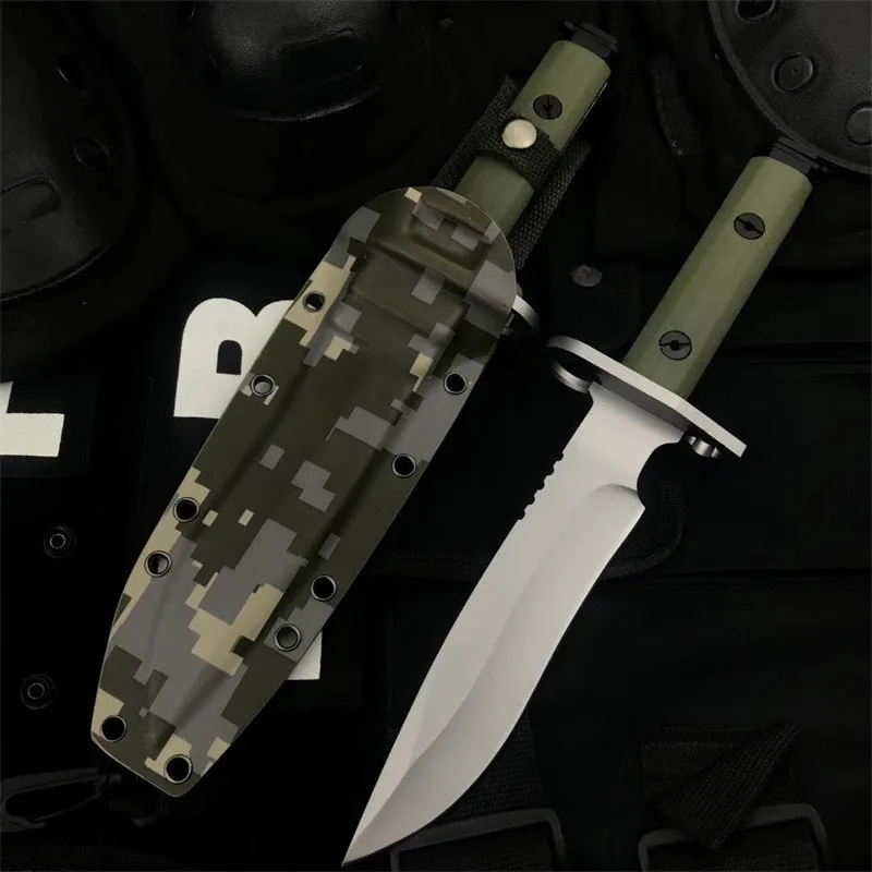 

8 Chrome Steel Blade Jungle Hunting Survival Straight Knife Keel G10 Handle Multifunctional Tactical Rescue Survival EDC Tool