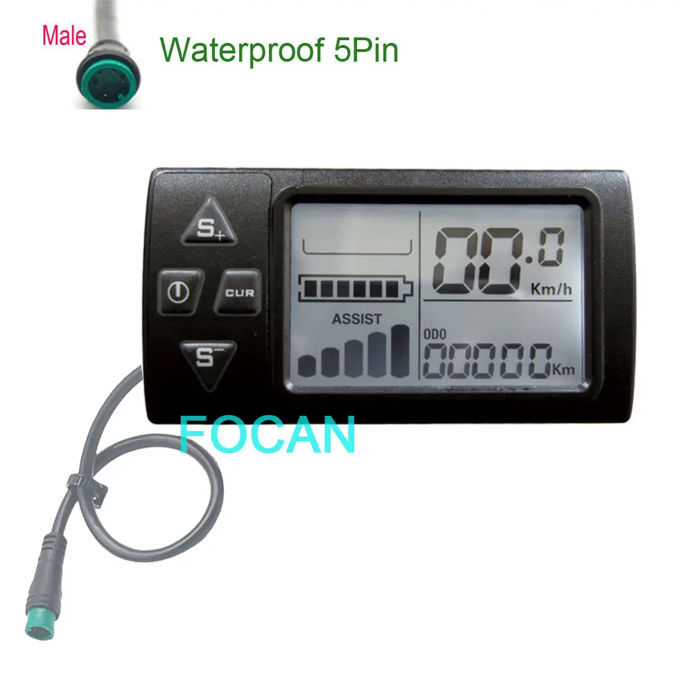 

S861 Electric Bike Display E-bike LCD Display 24V 36V 48V Ebike Computer for E Bike Controller SM 5PIN Waterproof Connector