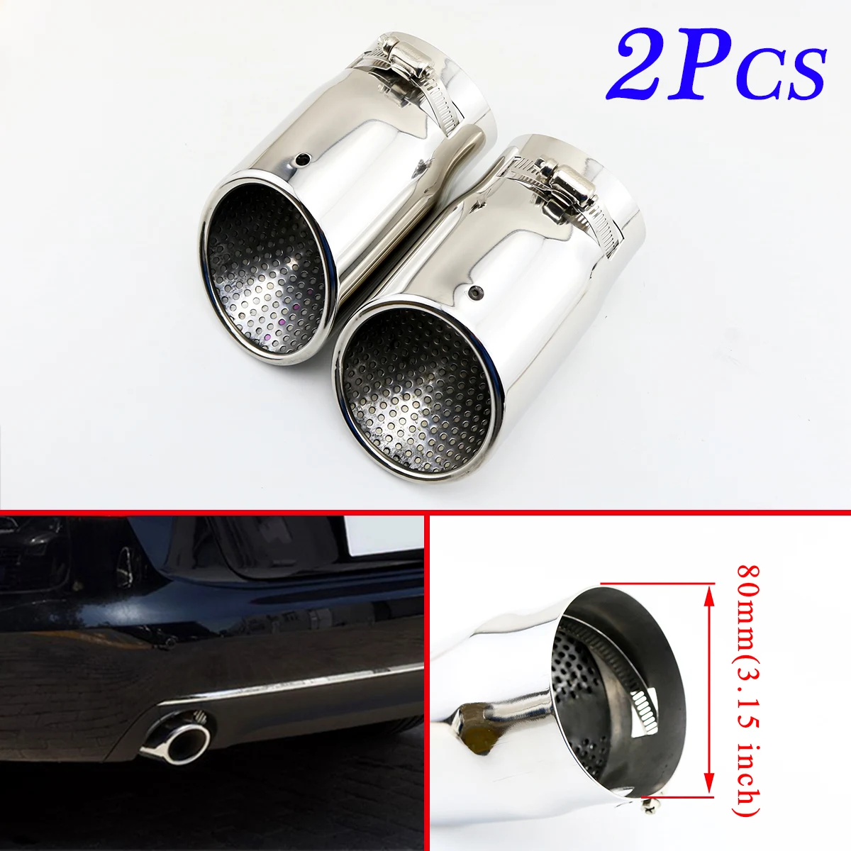 

Pair Tailpipe Cover Fit For Audi 2012 2013 2014 2015 A6/A6L Rear Exhaust Muffler End Tips Trim Stainless Steel Accessories