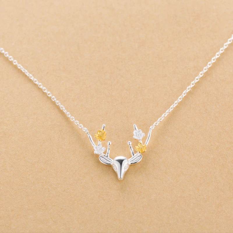 Модные серебряные подвески с оленем ожерелья цепочкой S925 ожерелье животными для