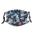 Многоразовая маска для лица Koi Sakura Blossom In Blue с забавным принтом Pm2.5, фильтр Adenaj, цветок вишни, в цветочек японский, азиатская рыба