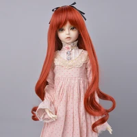 muziwig 13 14 bjd doll wigs girl diy doll accessories long bangs curly hair heat resistant wire red wavy wig for bjd doll