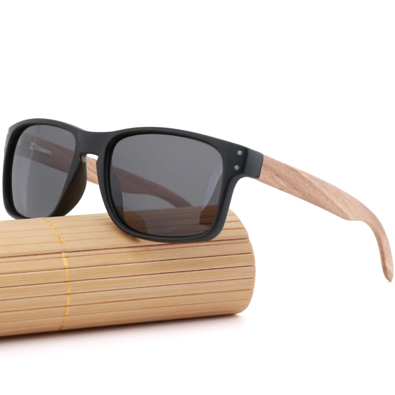 

Classic Retro Brand Polarized Sunglasses For Men Women Plastic Frame+wood Legs Fashion Square Driving Eyewear Travel Sun Glass