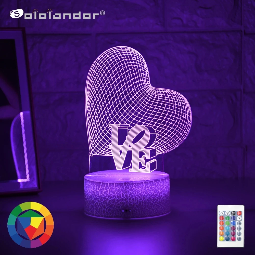 

NEWEST 3D LED night light creative dining table bedside lamp romantic love light gift for wife and fiancee Valentine's day gift
