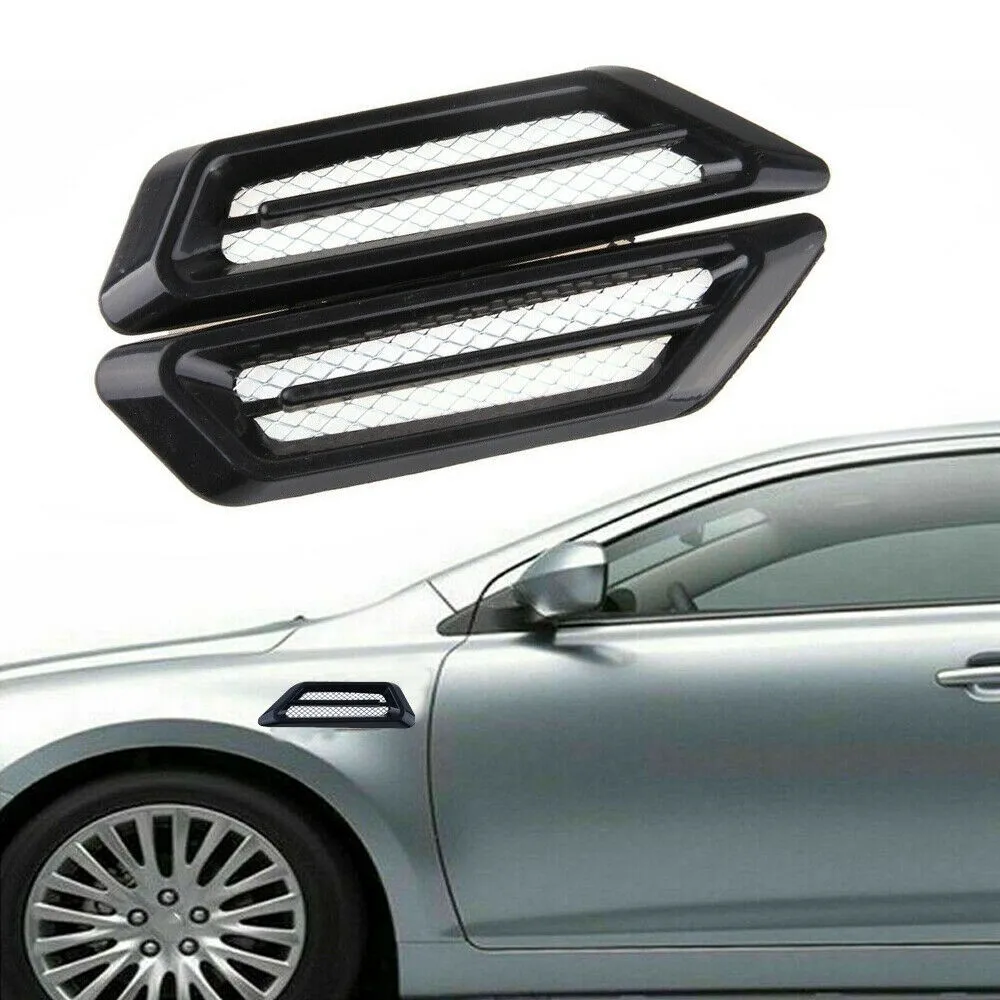 

2pcs Universal Car Side Air Flow Vent Sticker Fender Hole Cover Intake Grille Decoration Sticker Car Accessories