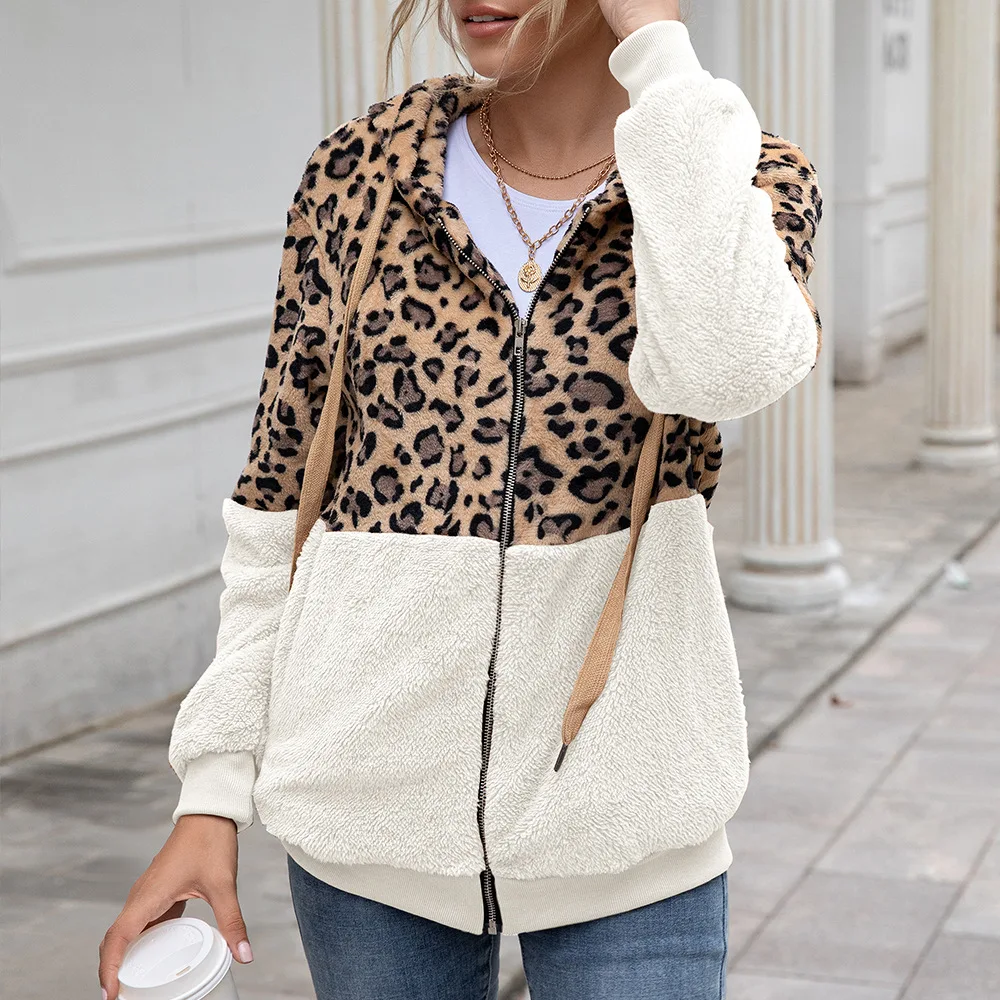

2020 winter new women's leopard print stitching jacket