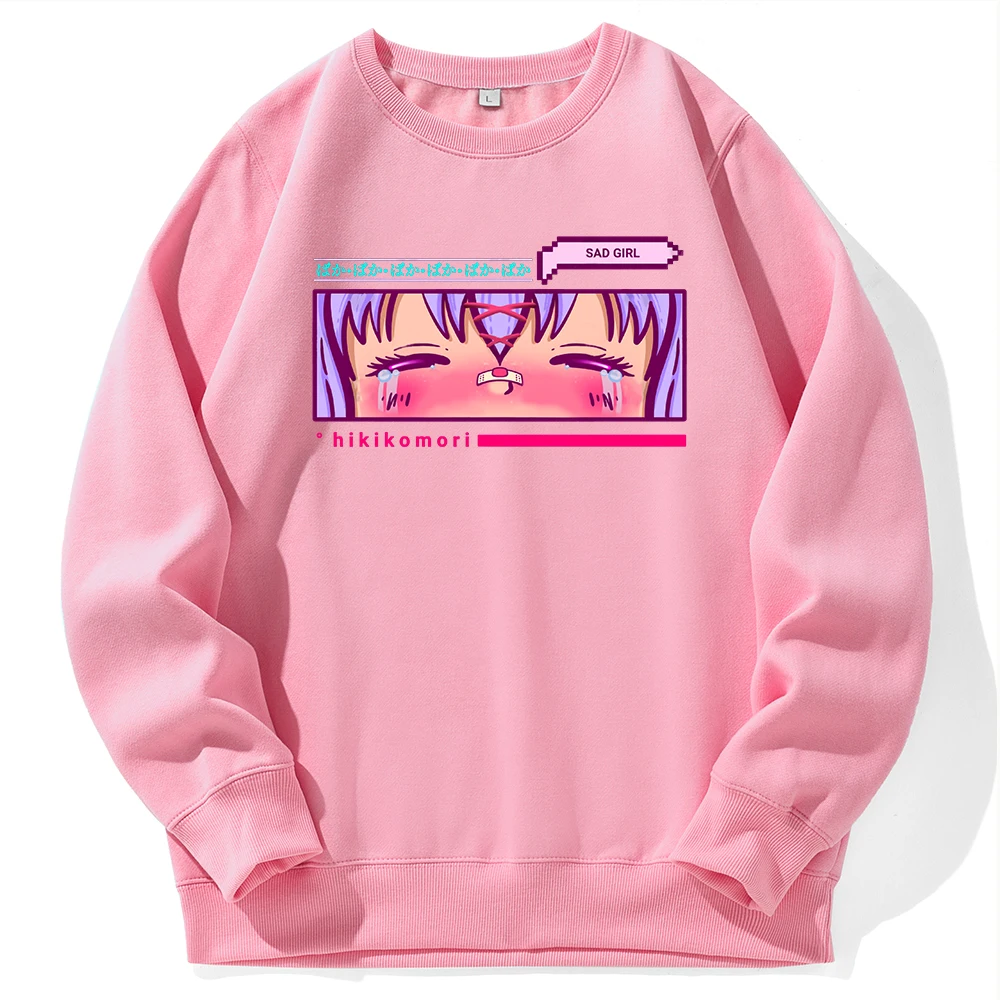 

Sad Girl Hikikomori Cartoon Hoodies For Women Y2K Harajuku Streetwear Female Sweatshirts Aesthetics Long Sleeve Sportswears