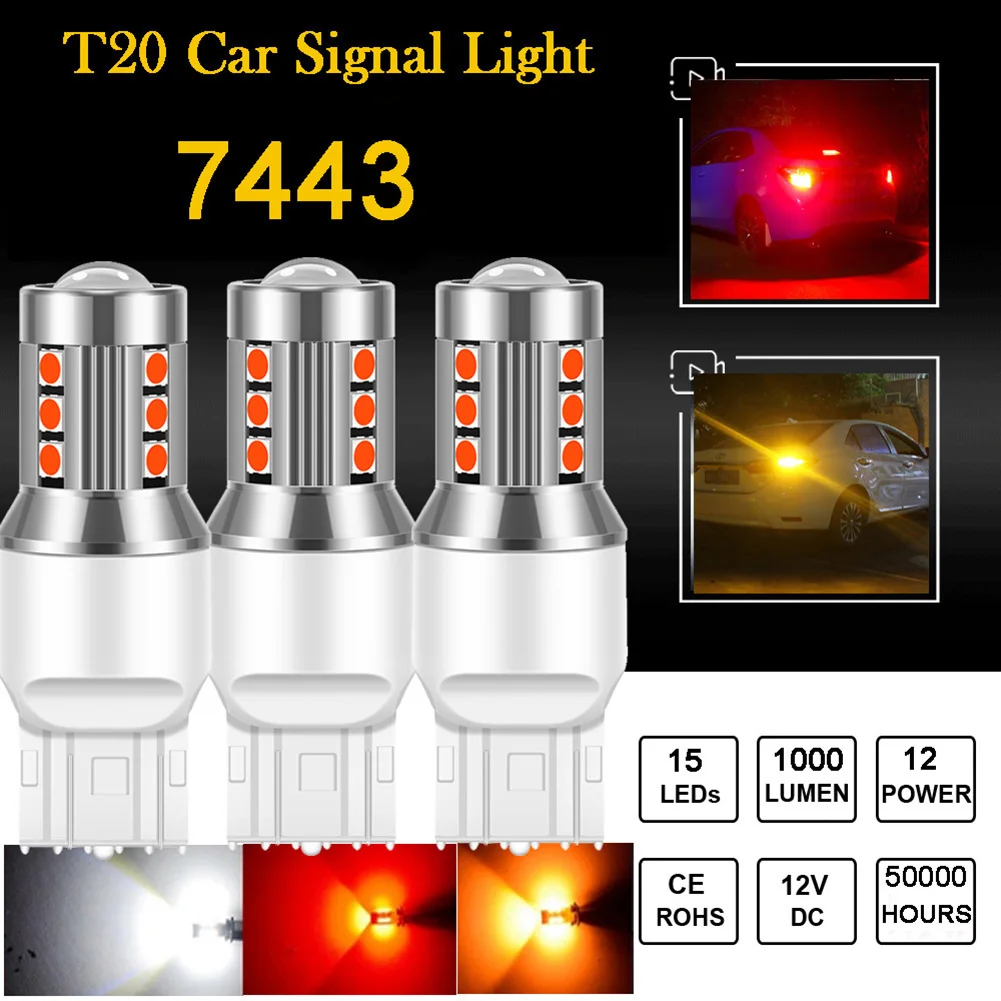 2 шт. T20/7440/7443 T25 супер яркий 1000LM 15 SMD 3030 светодиодный Янтарный указатель поворота