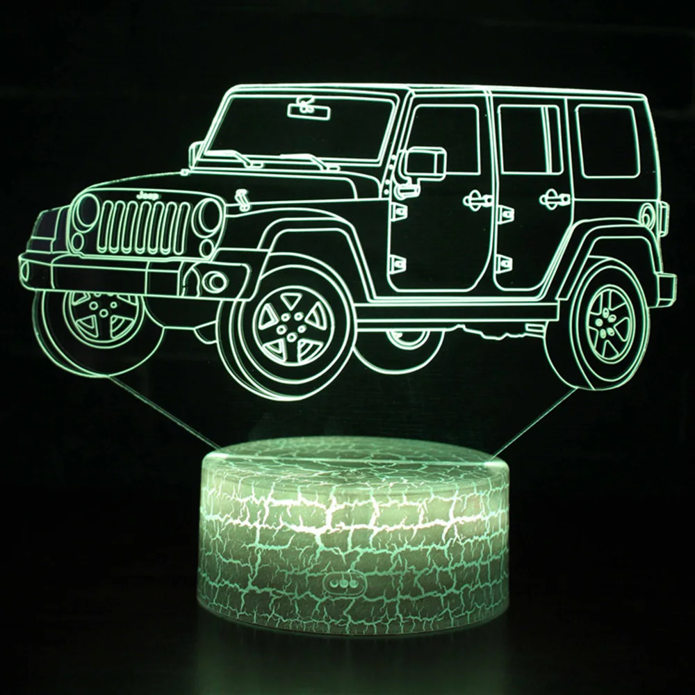 3D Иллюзия джип Авто Ночной светильник транспортных средств узор настольная