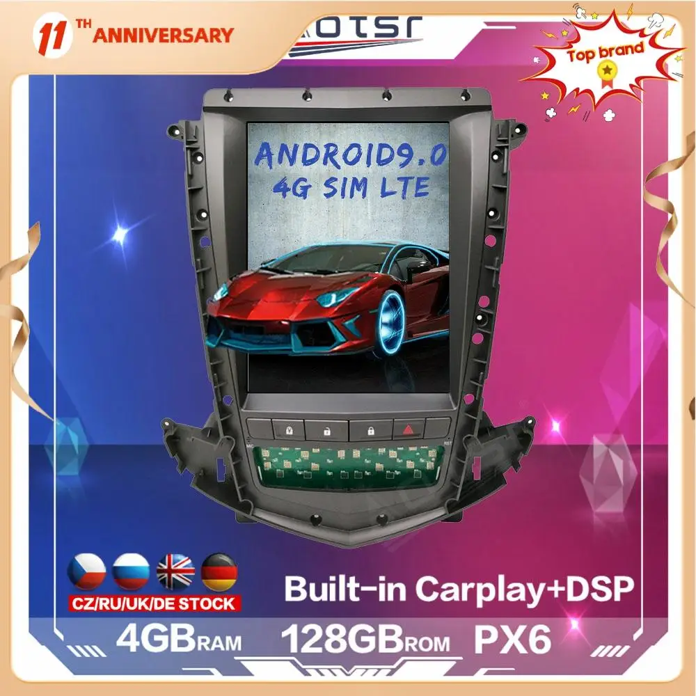 

Автомобильная Мультимедийная система Tesla, 128 ГБ, Android, для Cadillac SRX 2009-2012, плеер, Автомобильная GPS-навигация, автомобильная стереосистема DSP Carplay, 4G, SIM