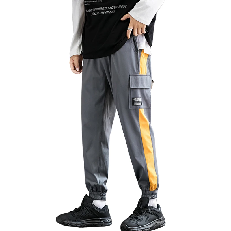 

2022 Men Streetwear Sweatpants Hip Hop Joggers Pants Straight Casual Trousers Elasticity Waist Ankle-Length Pants