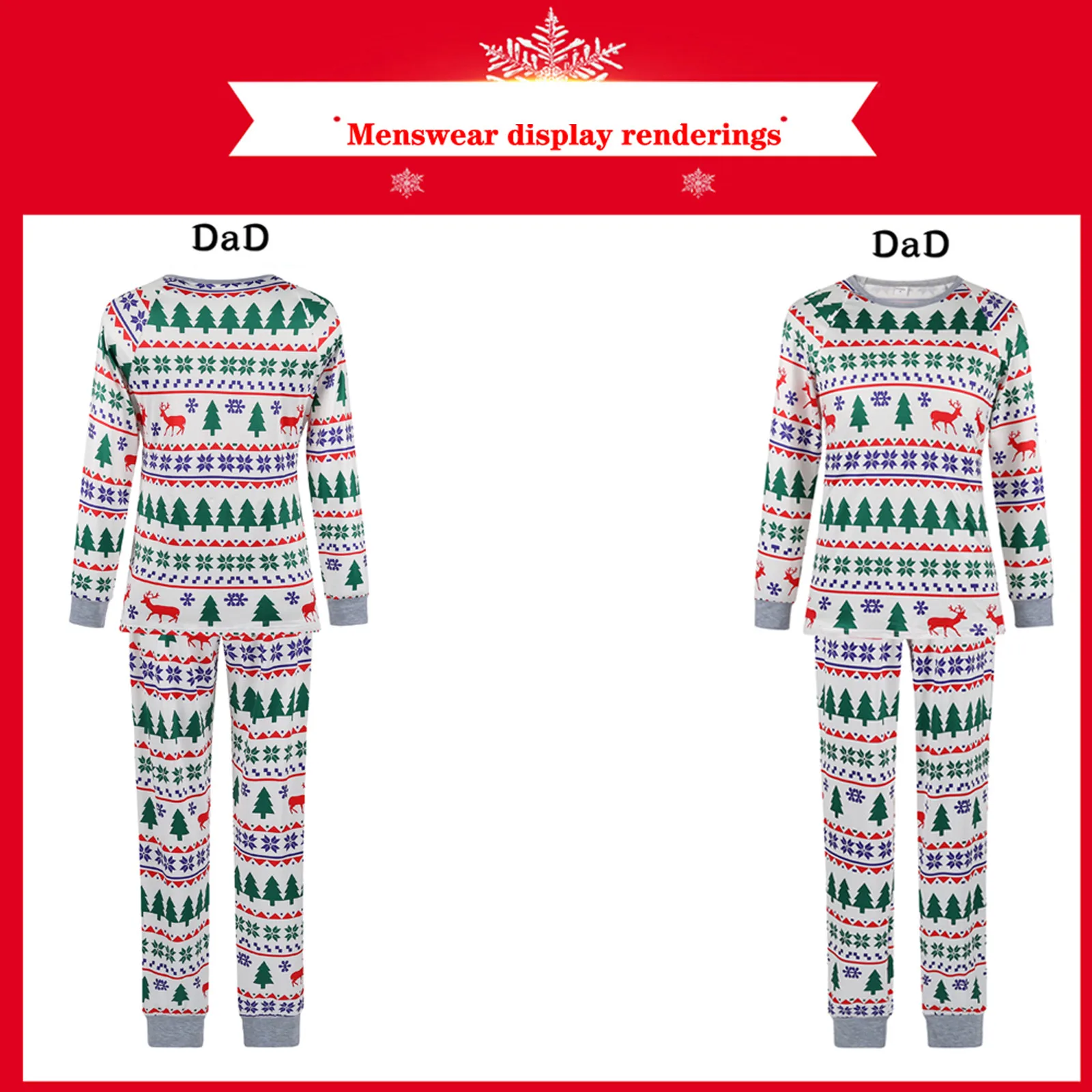 Рождественские пижамы для всей семьи Комплект одежды с длинными рукавами
