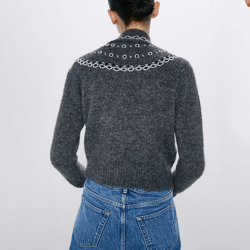 Новинка 2019 зима искусственный жемчуг теплый толстый женский свитер-пуловер