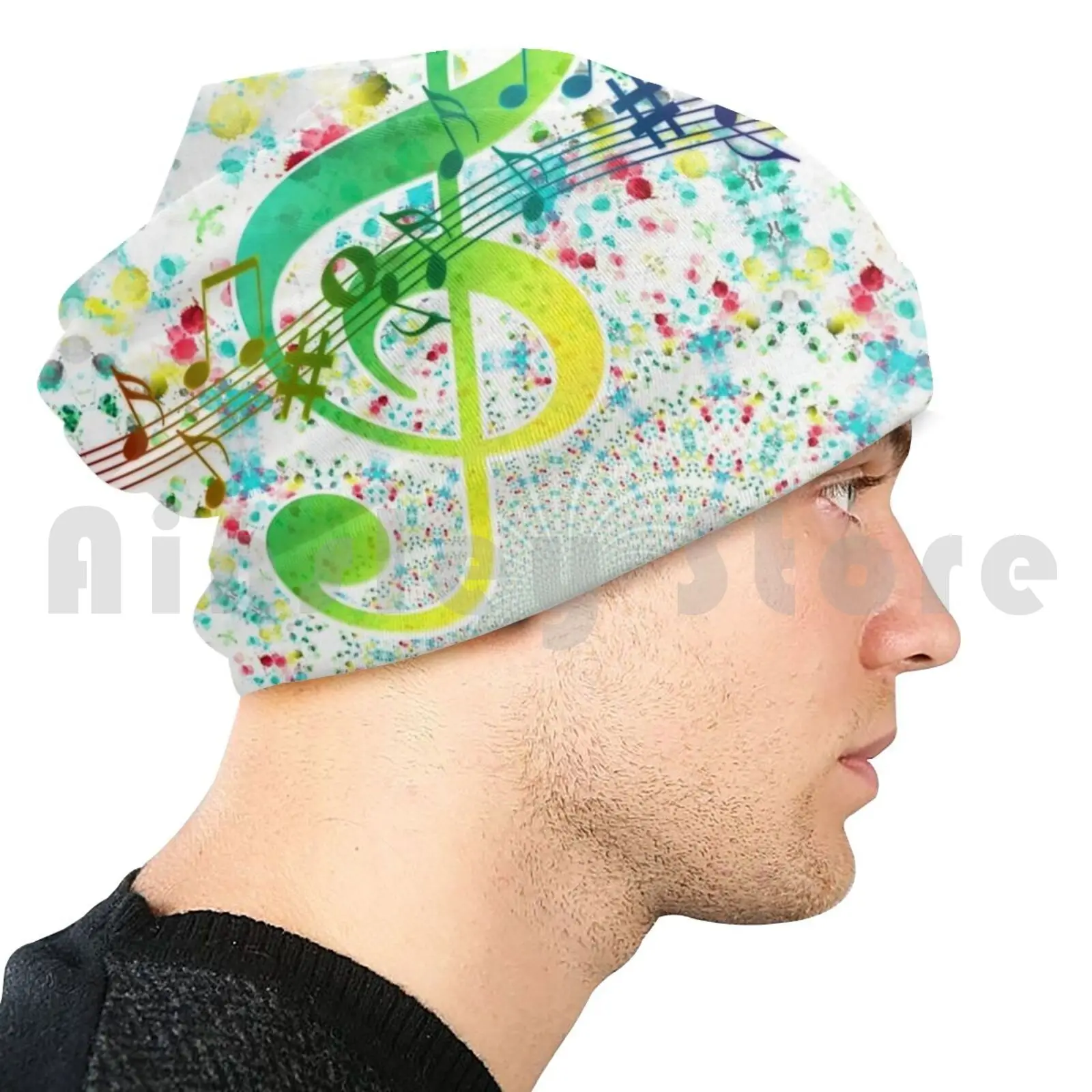 Шапка-бини с музыкальными нотами вязаная шапка в стиле хип-хоп музыкальные ноты