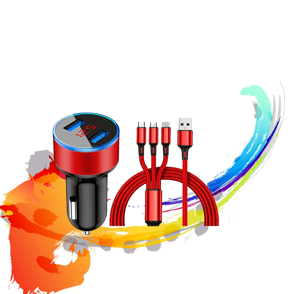 Автомобильное зарядное устройство для телефона со светодиодный ным дисплеем