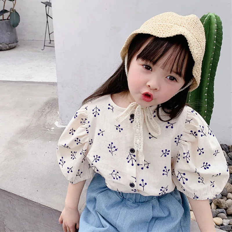 

Рубашка с коротким рукавом для девочек 1-6 лет