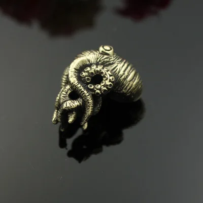 brass 1 шт. ручной резной EDC Бронзовый Осьминог Cruzu DIY Парашютная веревка Висячие бусины нож бусины - Цвет: brass