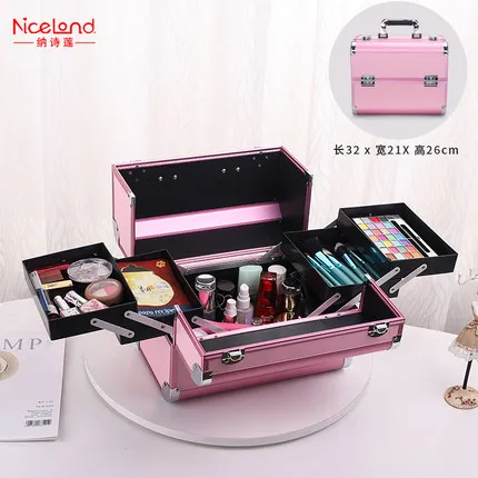 Women Multilayer Cosmetic Bag Cosmetic Suitcase Make Up Organizer Box Beauty Salon Case Tattoos Nail Art Tool Suitcase Makeup