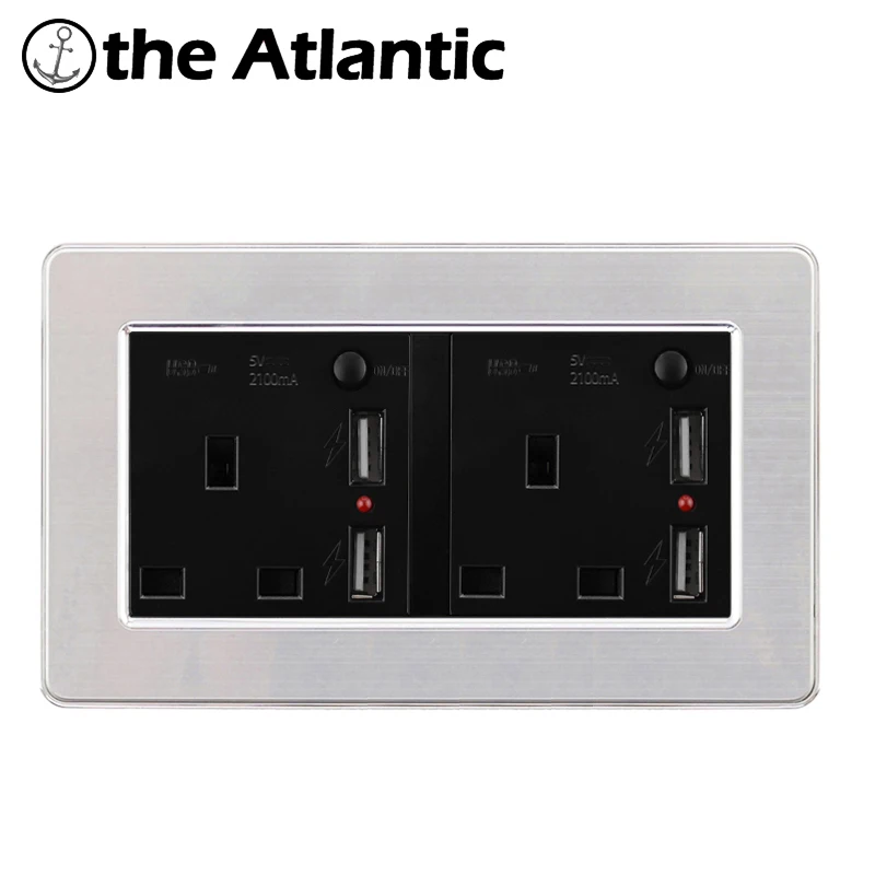 Стандартная розетка Atlantic Double 13A стандарта Великобритании с двумя USB разъемами