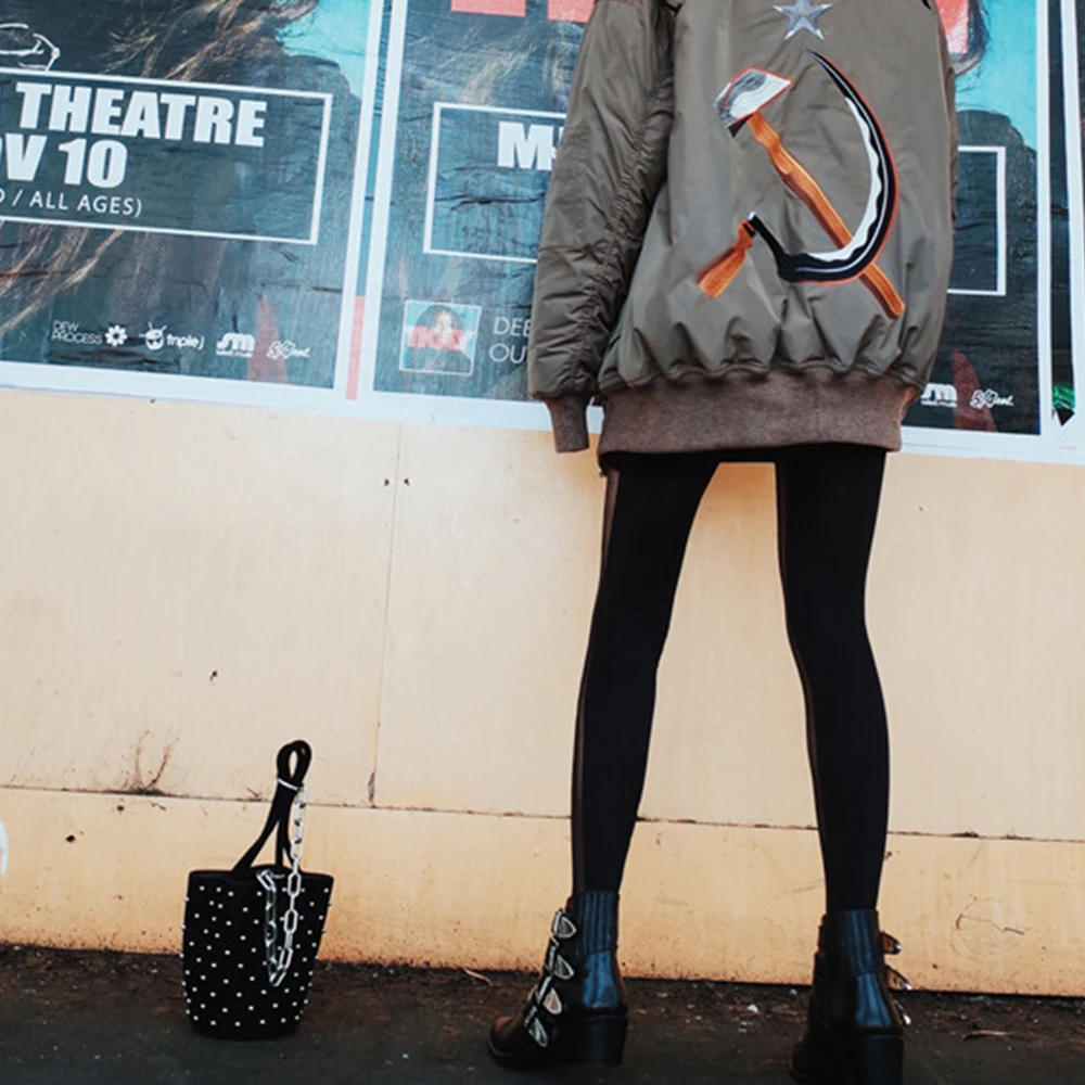 

Girls Black Sexy Pantyhose Letters Stockings Thin Anti-hook Silk Fashion Personality Female Skinny Wild Elastic Breathable