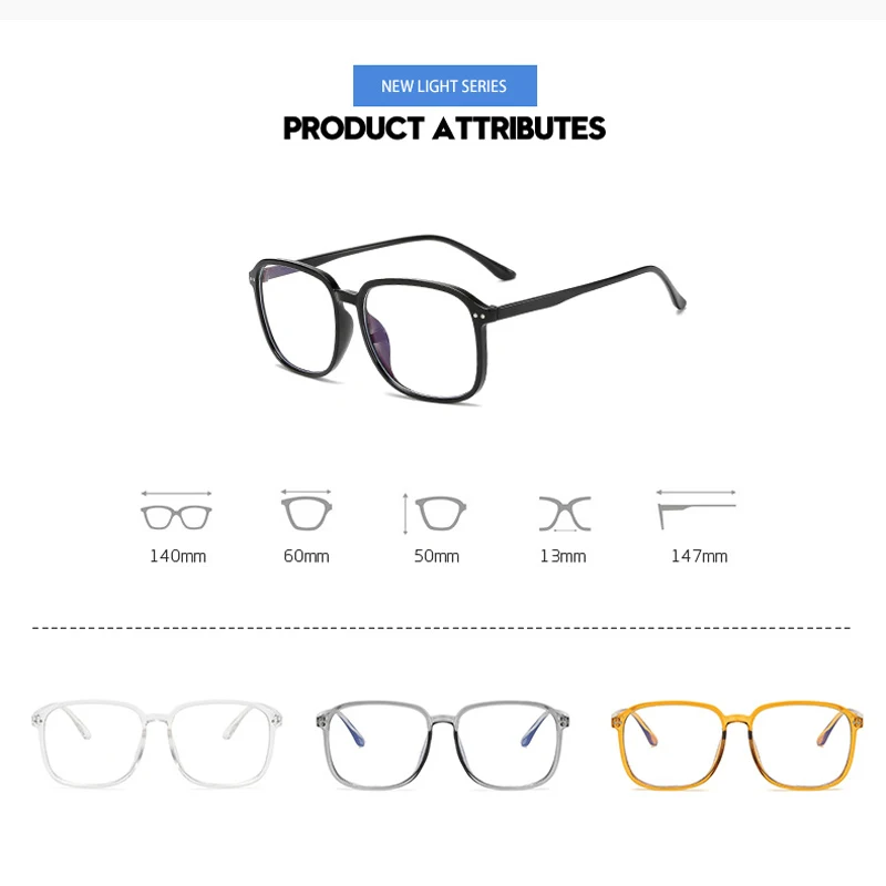 

Zilead Oversize Transparent Frame Myopia Glasses Classic Square-frame Adult Prescription Glasses Nearsighted Glasses -1...-6