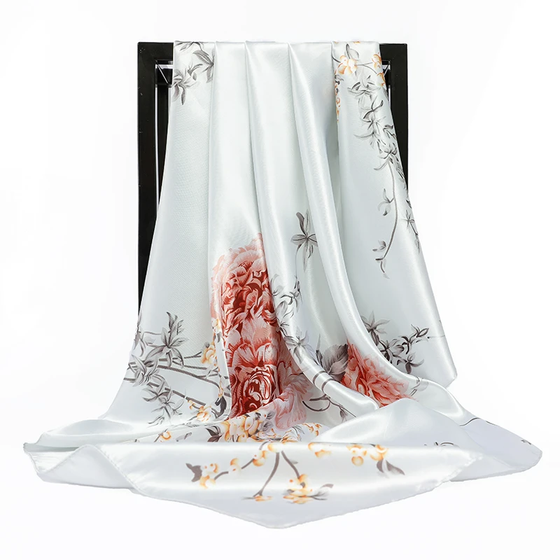 2022 головной платок шелковые квадратные шарфы для женщин 90x90 см накидка модная