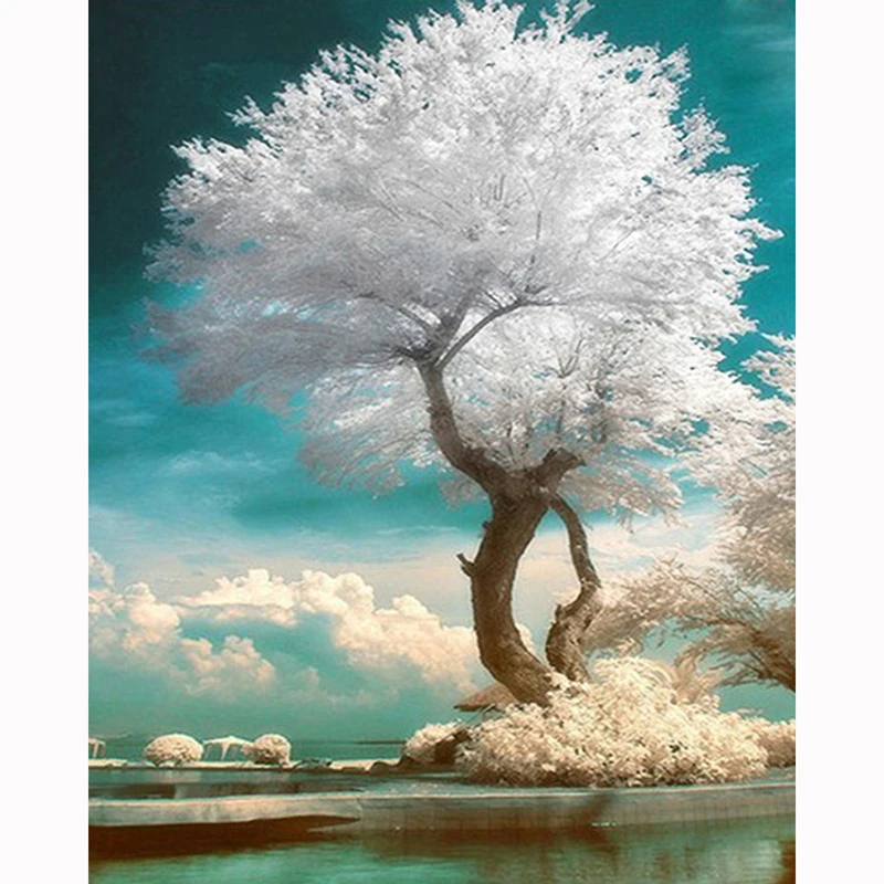 

5D DIY Diamond Painting Painted Snow-White Tree Mosaic Embroidery Cross stitch Embroidery Crafts Decoration
