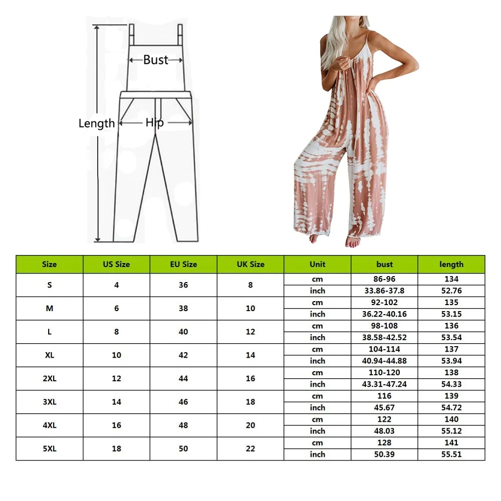 

Summer New Tie-dye Jumpsuits Women Casual Jumpsuit Loose Overalls Denim Rompers For Women
