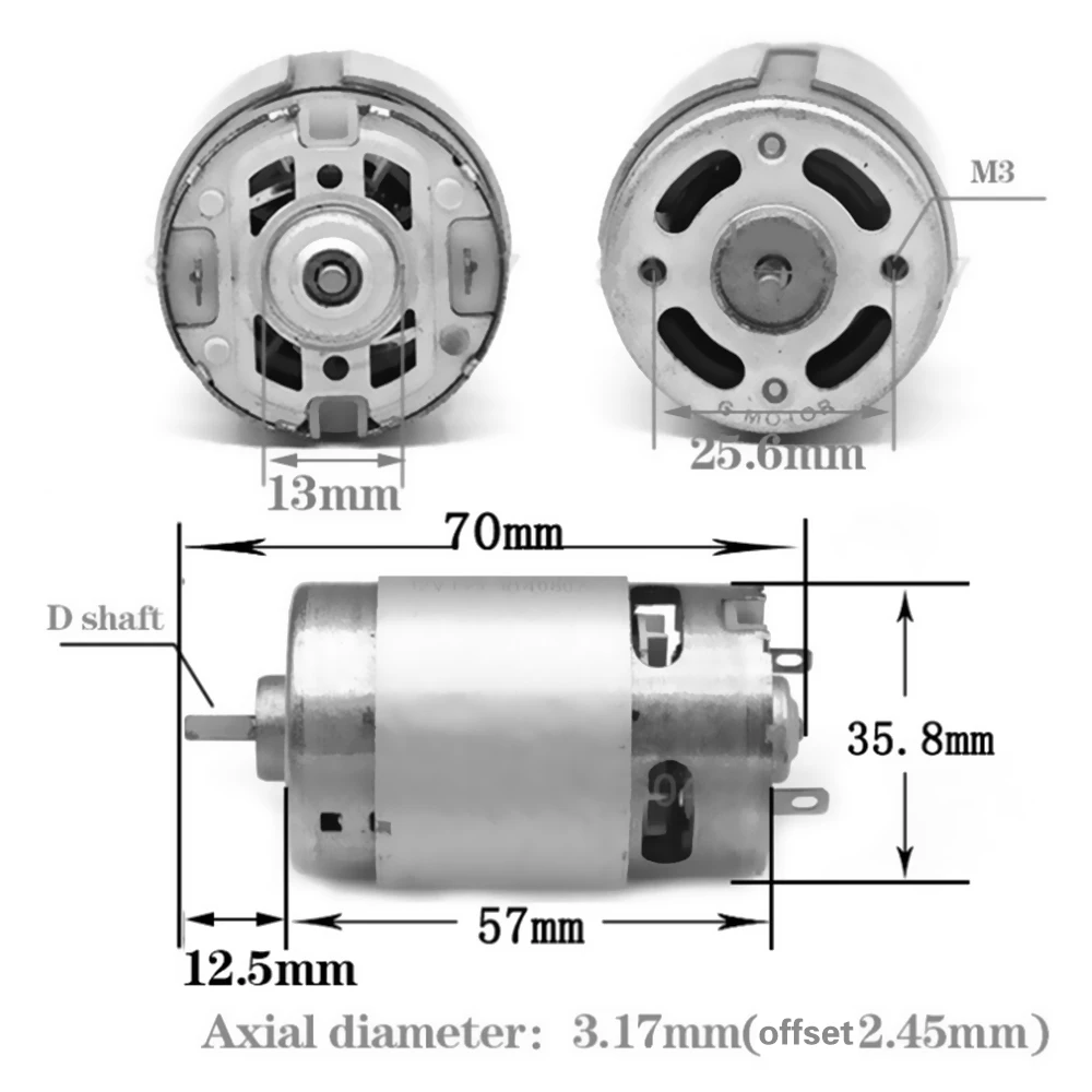 

1PCS 550 DC Motor 12V 20000RPM High Power High Speed Motor DIY Model Permanent Magnet Power Machine Top Quality