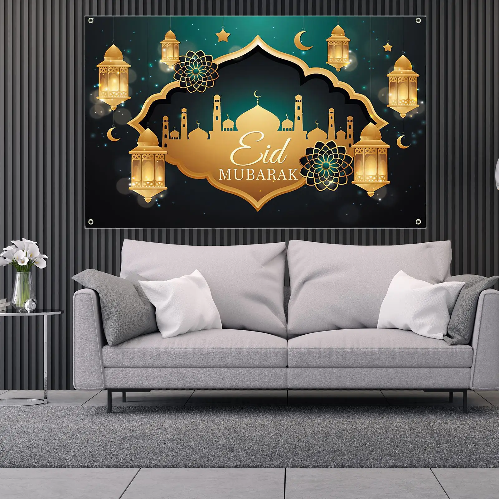 

Мусульманвечерние 2021 ИД Мубарак Рамадан фестиваль гобелен Луна фонарь дворец узор украшение для гостиной