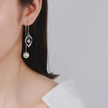 

Korea Tassel Pearl Earrings Long Exaggerated Temperament Joker Ear Chain Twist Water Drop Ear Line Ladies Earrings Jewelry E550