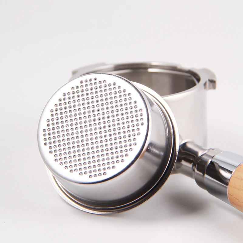 

Stainless Steel Coffee Filters Wooden Handle Coffee Funnel Bottomless Portafilter for ECO680 Filter 51MM Filter Basket