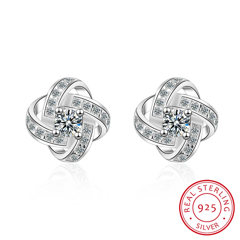 

10MM 925 Sterling Silver Stud Earrings for Women Classic Wedding Engagement Earrings Female Fashion Fine Jewelry Gifts