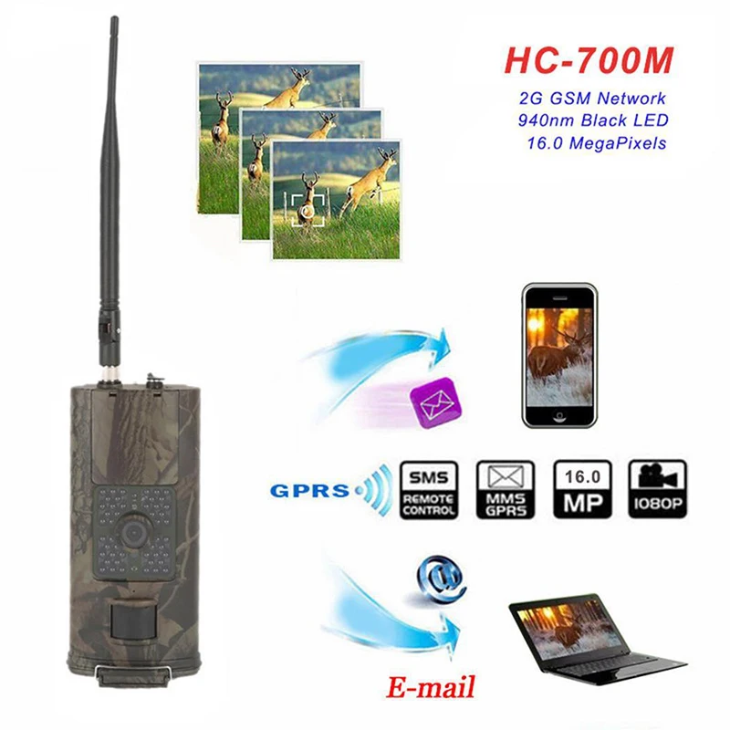 

HC700M 2G Hunting Camera 16MP Trail Camera GSM MMS SMS 0.5s Trigger Time Photo Traps Camera Night Vision Wildlife Cameras