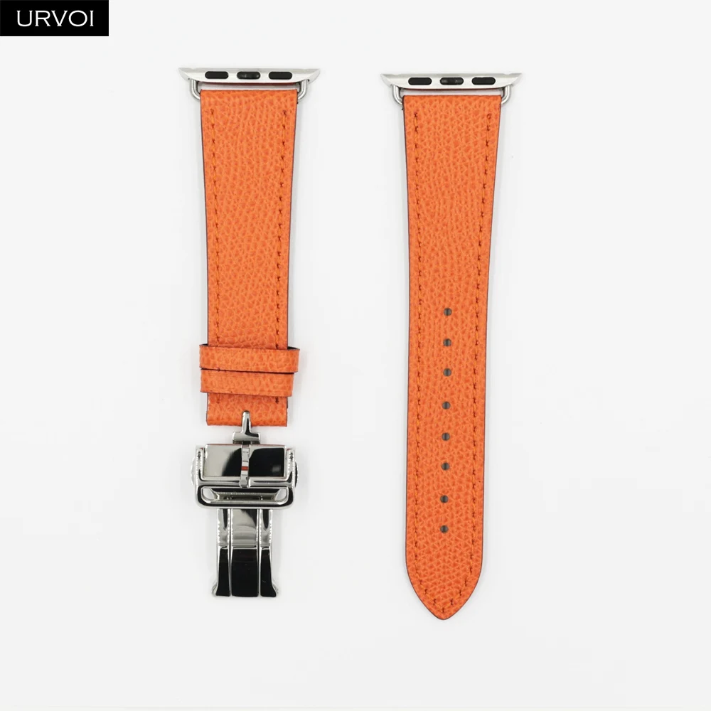 Orange URVOI раскладной ремешок с пряжкой для Apple Watch 5 4 3 2 1 ремешок для iwatch Ремень Один Тур Дизайн Свифт кожа 38/40 42/44 мм - Цвет ремешка: Orange