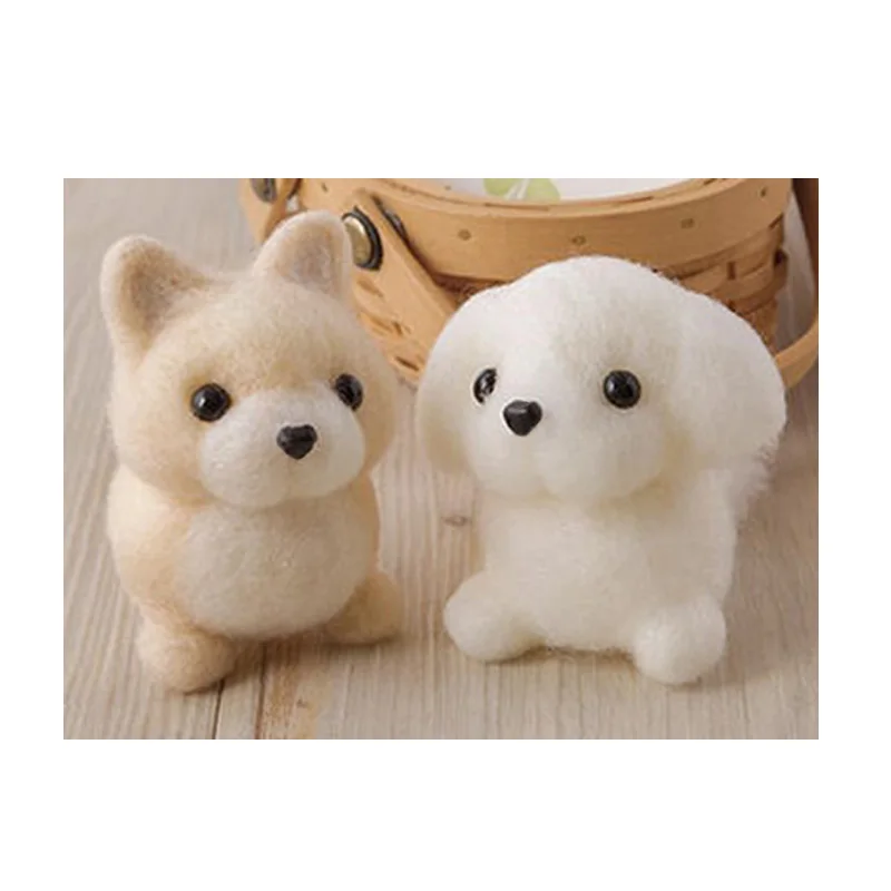 Мультяшный щенок тряпичная кукла ручная работа шерсть войлок ремесло не готовая