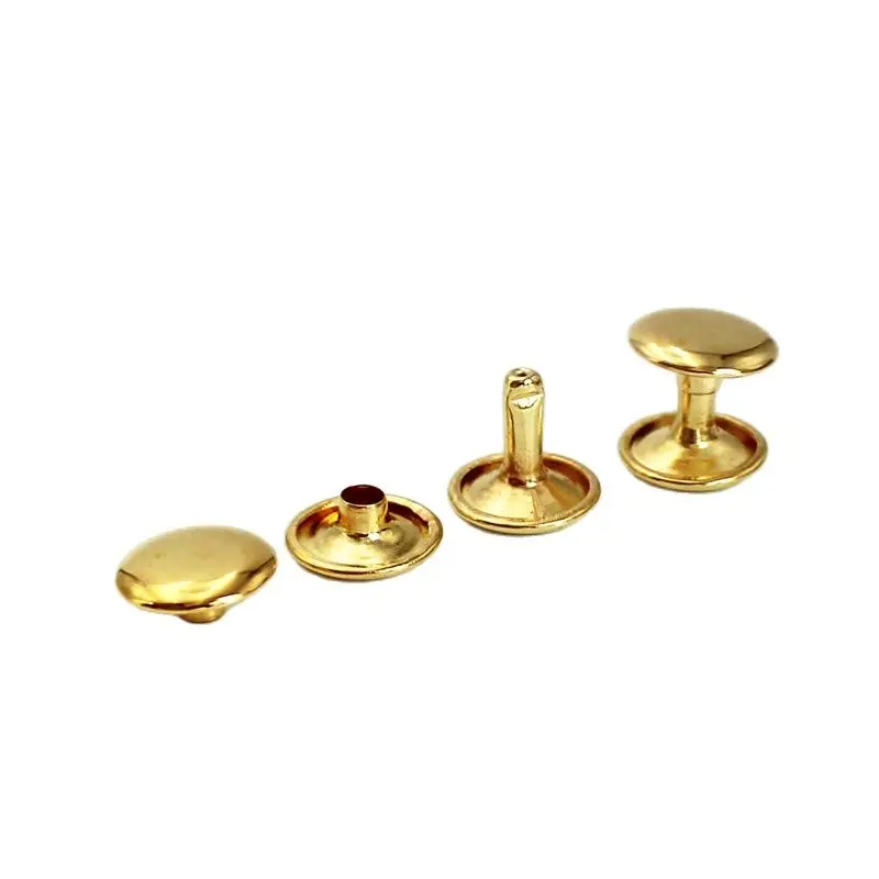 

Golden Metal Double Cap Rivets Studs Round Rivet for Leather Craft Bag Belt Clothing Garment Shoes Pet Collar Decor