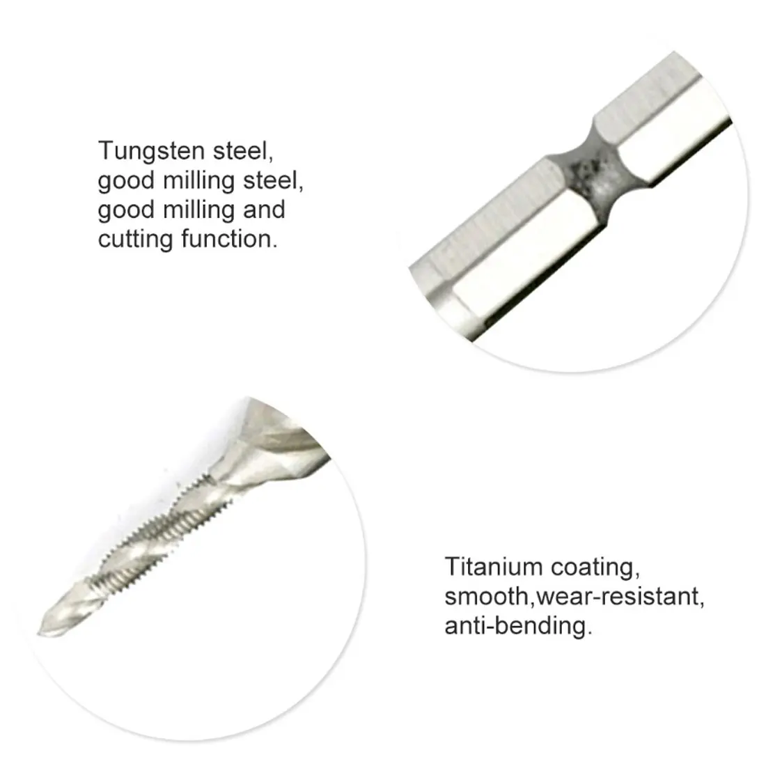 

6Pcs M3 M4 M5 M6 M8 M10 Drill Tools HSS High Speed Steel Drill Bits Set 1/4" Hex Shank Metric Screw Thread Tap Taper Twist Bit