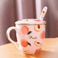 home avocado peach ceramic mug creative cute girl heart sweet wind coffee tea mugs with lids spoon friend thermal cups gift