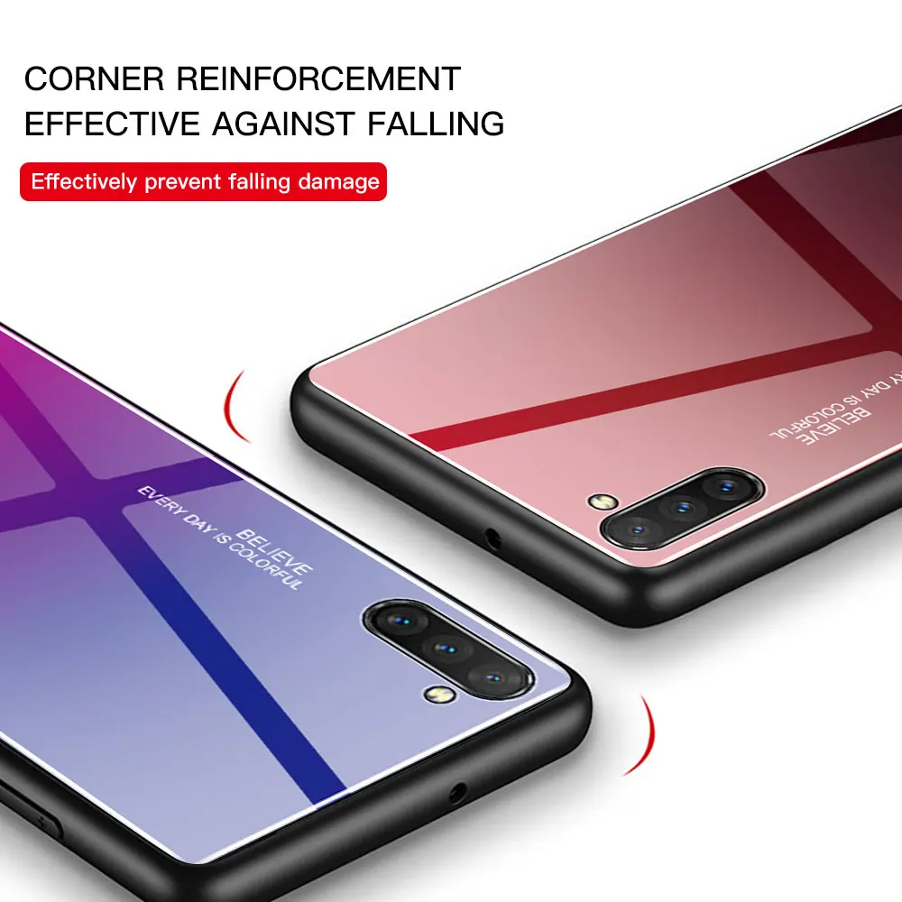 Градиент закаленное Стекло чехол для samsung Galaxy A50 A70 Примечание 10 9 8 S8 S9 S10 плюс S10e 80 30С 40С 20e A7 чехол для телефона чехол