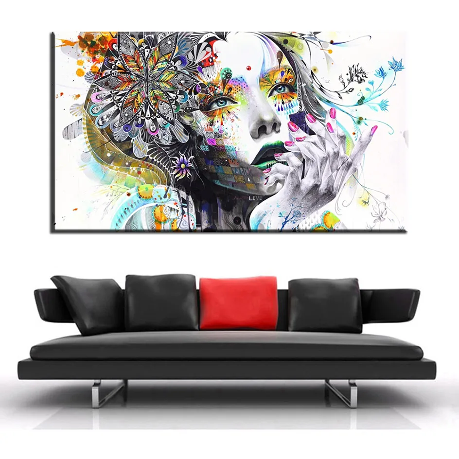 Акварель современное настенное искусство девушка с цветами картина маслом на