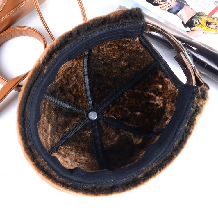 Мужская Женская натуральный мех кожа Круглая Шапка капот Zucchetto Toque Beanie Новая Кепка армейская/темно-синяя шапка s/шапки