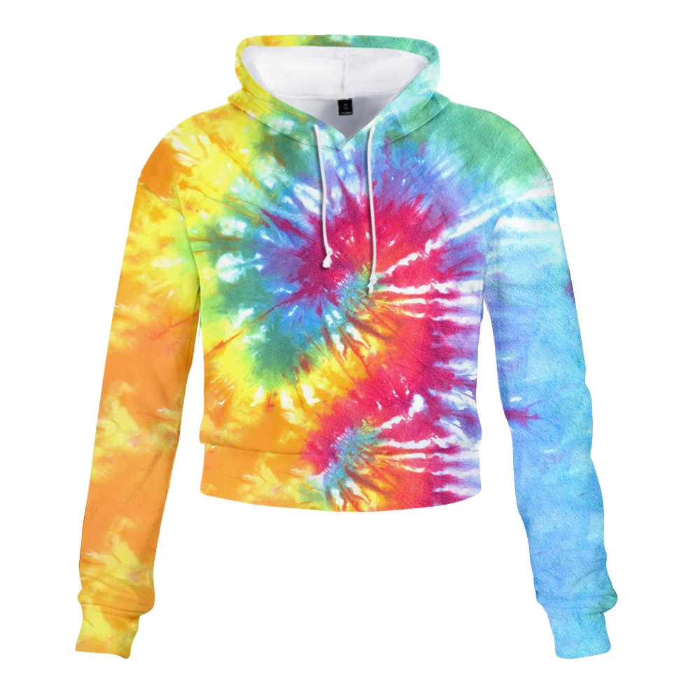 Hoodies Multicolor Casual Women Drawstring Hooded Sweatshirt 2019 Autumn Tie Dye Long Sleeve Personality Spiral Colorful | Женская