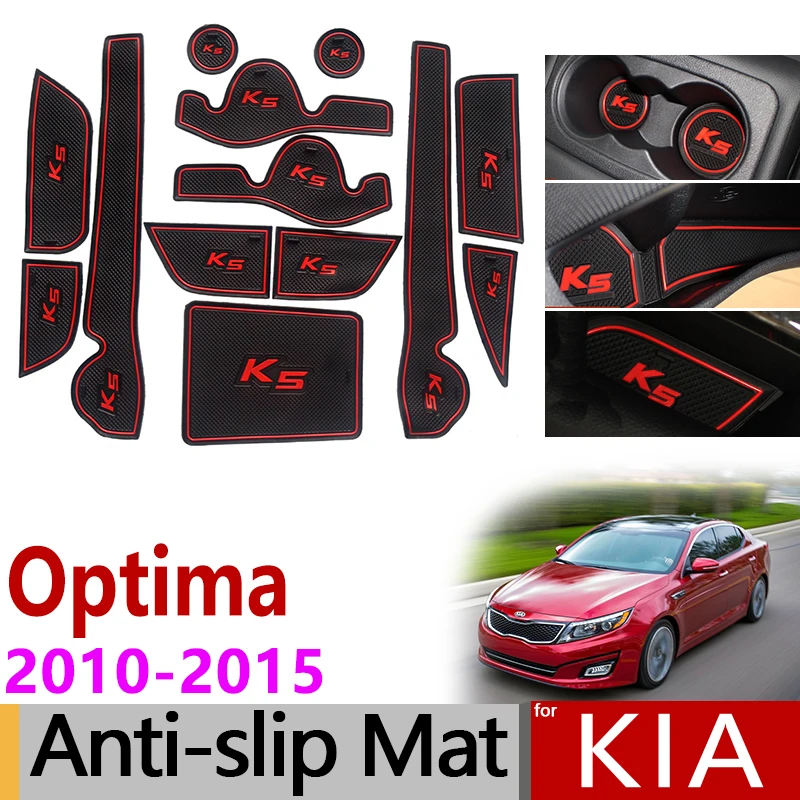 Анти-скольжения ворота Слот коврик резиновая подставка для KIA Оптима 2010 2011 2012 2013 KIA K5 TF MK3 аксессуары, автомобильные наклейки, 13 шт