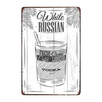 metal tin sign white russian cocktail decor bar pub home vintage retro poster