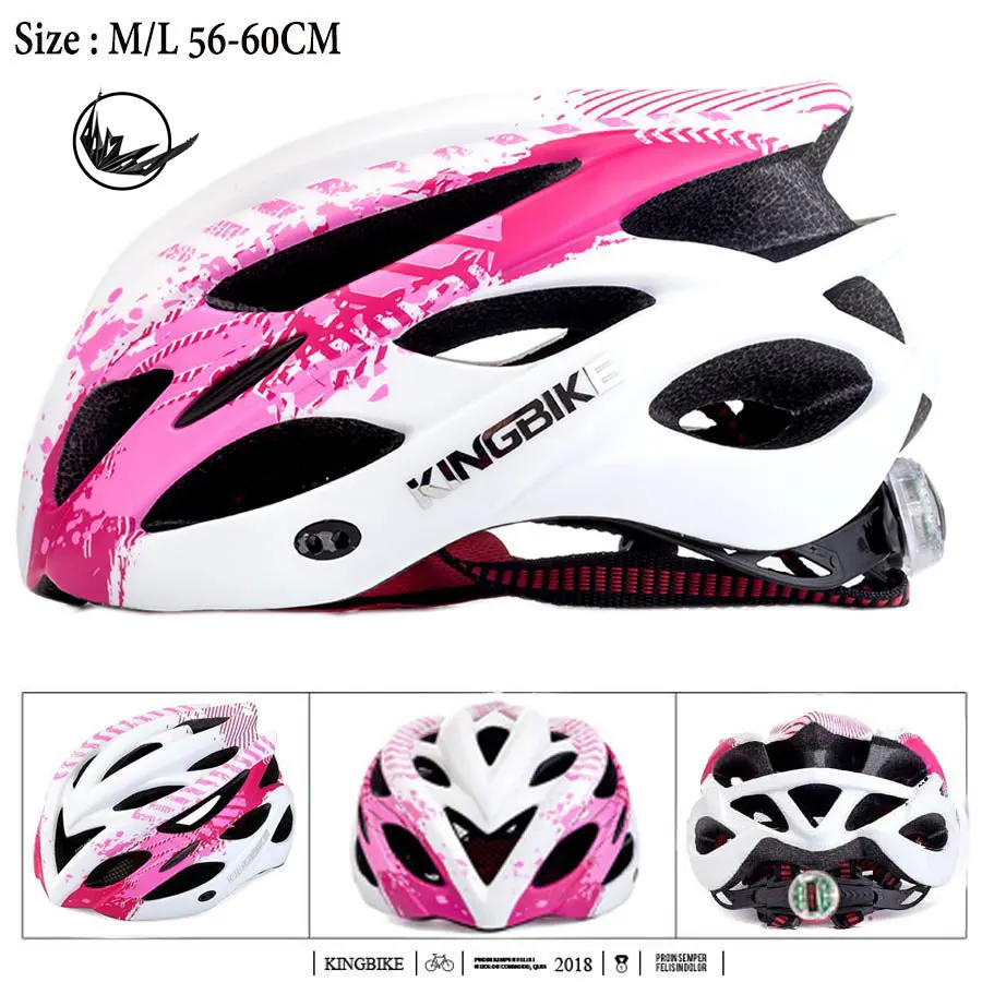 675-Pink KINGBIKE велосипедный шлем ультра светильник MTB велосипедный шлем с задним светильник со съемным козырьком дорожный велосипедный шлем для мужчин Casco Ciclismo - Цвет: 675-Pink