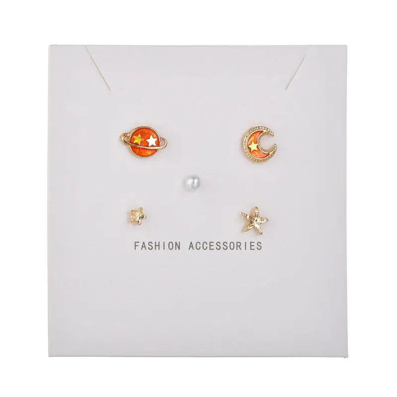 Модные милые синие хрустальные планета Луна Звезда мини серьги гвоздики набор